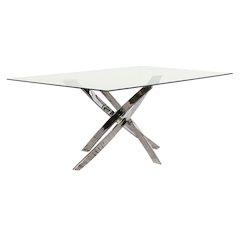 Venu Rectangular 63" x 35" Tempered Clear Glass Top Dining Table, Polished