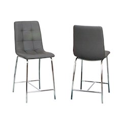 Nia 24" Faux Leather Barstools, 2 Counter Height Stools, Chrome Legs with