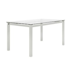 Sklar 63" x 35" Rectangular Clear Tempered Glass Top Dining Table, Polished
