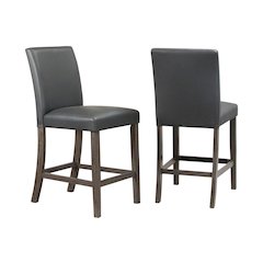 Lyons 24" Parsons Padded Dining Stool, Set of 2, Smoke Brown Wood Legs