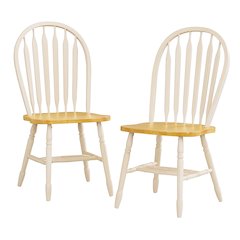 Oakley Arrowback Dining Chairs, Set of 2 Fully Assembled Sidechairs, Two-Tone