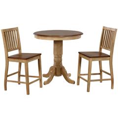 Brook 3 Piece 36" Round Pub Table Set with Slat Back Stools