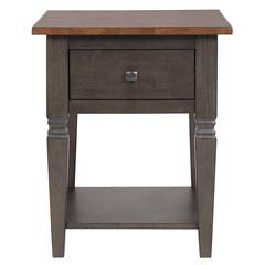 End Table | Distressed Brown and Ash Gray Solid Wood