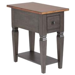 Lamp Table | Distressed Brown and Ash Gray Solid Wood