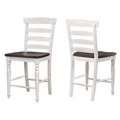 French Chic Ladder Back Barstools | Set of 2 Highback Kitchen Island Stools