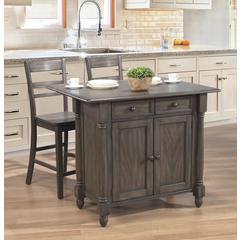 Shades of Gray Expandable Drop Leaf Kitchen Island Set with 2 Stools