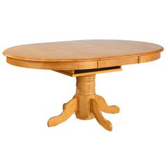 Oak Selections 66" Oval Pedestal Extendable Butterfly Leaf Dining Table