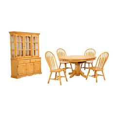 Oak Selections 7 Piece 48" Round to 66" Oval Extendable Dining Set