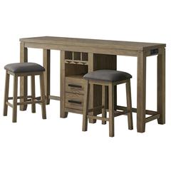 Saunders 3PC Console Bar Table & Stool Set with Charging Station