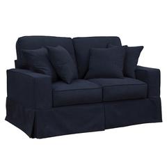 Americana Box Cushion Track Arm Slipcovered Loveseat