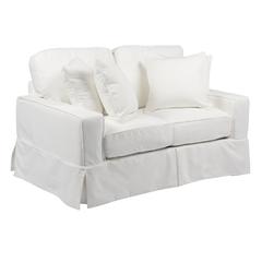 Americana Box Cushion Track Arm Slipcovered Loveseat