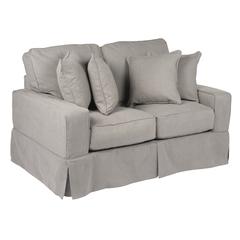 Americana Box Cushion Track Arm Slipcovered Loveseat