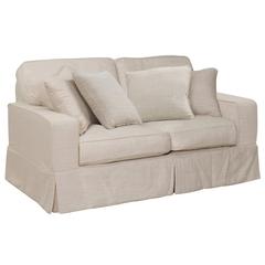 Americana Box Cushion Track Arm Slipcovered Loveseat