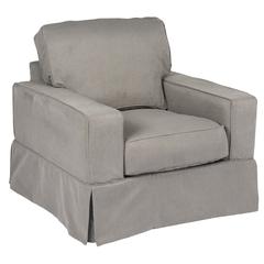 Americana Box Cushion Track Arm Slipcovered Chair