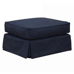 Americana Box Cushion Slipcovered Ottoman