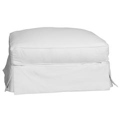 Americana Box Cushion Slipcovered Ottoman