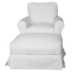 Horizon Slipcovered Swivel Rocking Chair and Ottoman
