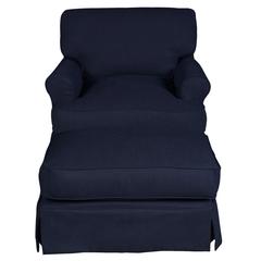 Horizon Slipcovered T-Cushion Chair with Ottoman