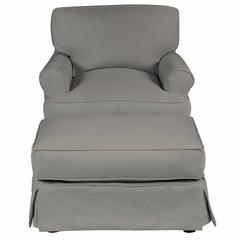 Horizon Slipcovered T-Cushion Chair with Ottoman