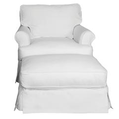 Horizon Slipcovered T-Cushion Chair with Ottoman