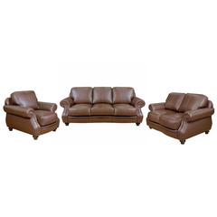 Charleston 3 Piece Top Grain Leather Living Room Set