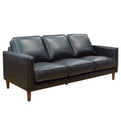 Prelude 79" Wide Black Top Grain Leather Sofa