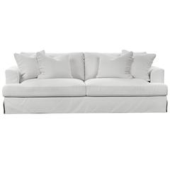 Newport Slipcovered Recessed Fin Arm 94" Sofa