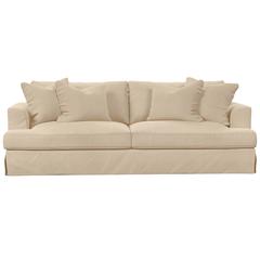 Newport Slipcovered Recessed Fin Arm 94" Sofa