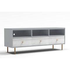 Glam Saige TV Console, Weathered White/Gray