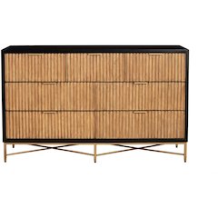 Black 7-Drawer Dresser Fluted Drawer Fronts Gold Hardware