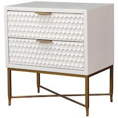 Contemporary White Pearl Nightstand, White
