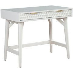 Contemporary White Pearl Mini Desk, White