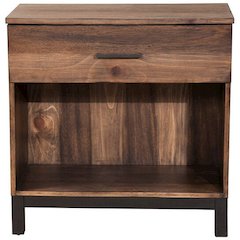 Rustic Pine Nightstand in Two Tone Brown Finish
