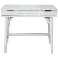Contemporary White Pearl Bedroom Vanity, White