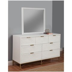 Contemporary White Pearl Mirror, White