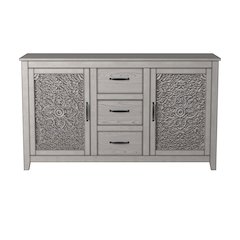 Traditional Aria Dresser with Cabinets & Drawers, Gray