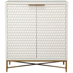 Contemporary White Pearl Bar Cabinet, White