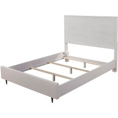 Contemporary White Pearl Queen Panel Bed, White