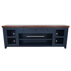 Transitional Harbor Bay TV Console, Midnight Blue with Walnut Top