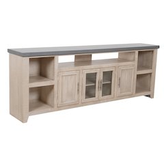 Coastal Camden TV Console, Driftwood with Slate Top