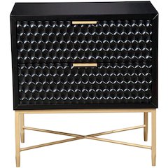 Contemporary Black Pearl Nightstand, Black