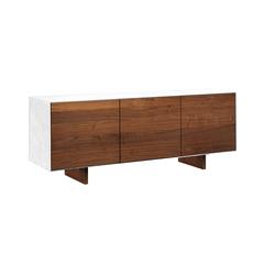 Thin Sideboard White Body Walnut Doors