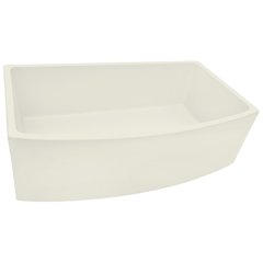 Ruvati 33 inch Fireclay Curved Front Apron Farmhouse Kitchen Sink Single Bowl - Biscuit - RVL2398BS