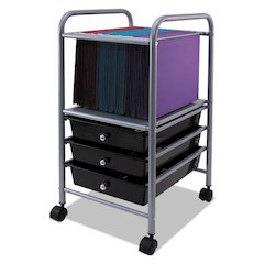 Slim Profile Mobile File Cart, 13w x 15.75d x 26.25h, Black/Matte Gray