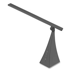 LED Pyramid-Base Tilt-Arm Desk Lamp with USB Charging Station, 12" to 16.2" High, Gray