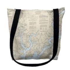 Chester River, MD Nautical Map Medium Tote Bag 16x16