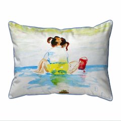 Pigtails Playing Large Indoor/Outdoor Pillow 16x20