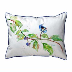 Bird & Blackberries Small Corded Indoor/Outdoor Pillow 11x14