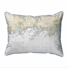 Long Island Sound, NY Nautical Map Large Corded Indoor/Outdoor Pillow 16x20