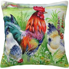 Colorful Rooster Extra Large Zippered Pillow Cover Only (No Insert) 22x22